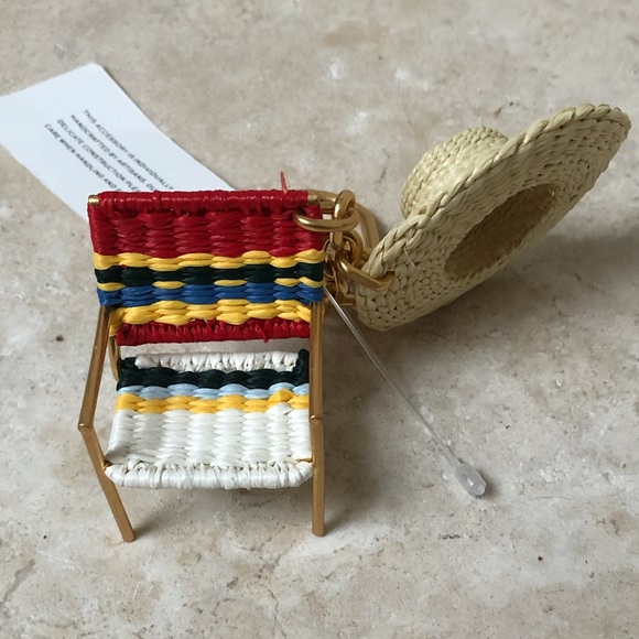 Tory Burch Accessories - Tory Burch Beach chair/straw hat bag charm NWT